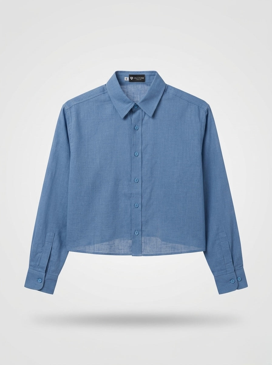 Linen Cropped Button-Down