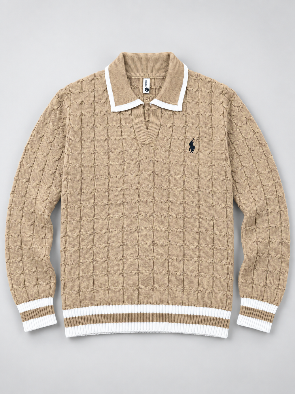 Knitted Jacquard Polo Sweater