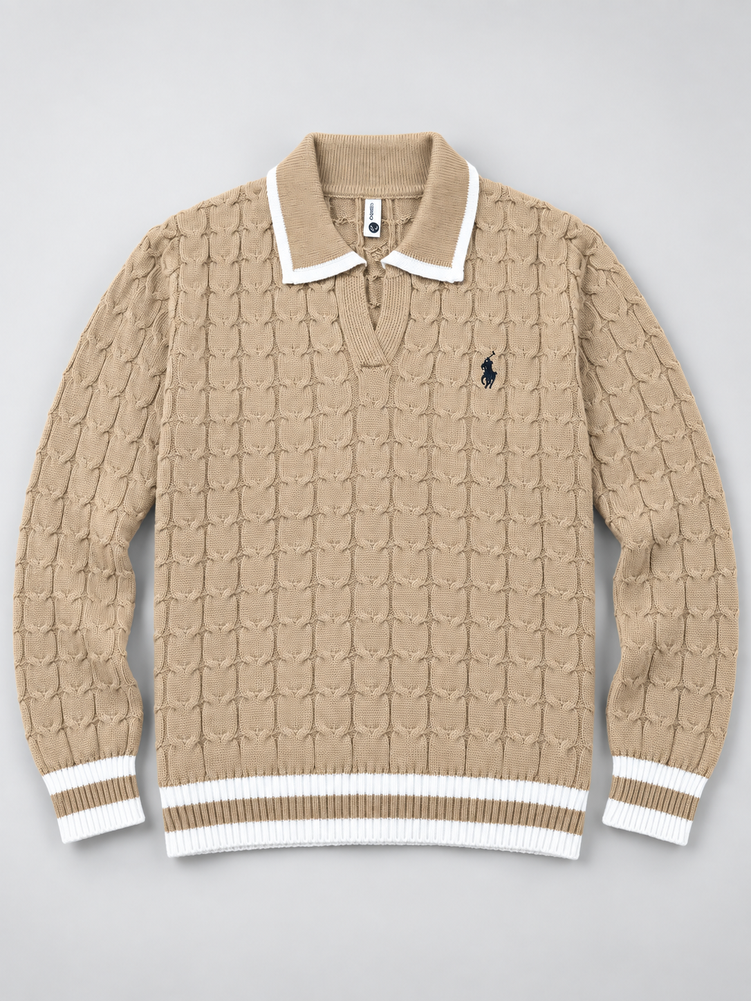 Knitted Jacquard Polo Sweater