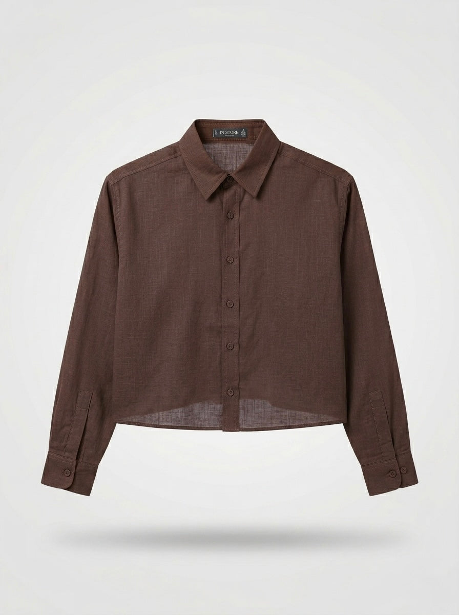 Linen Cropped Button-Down