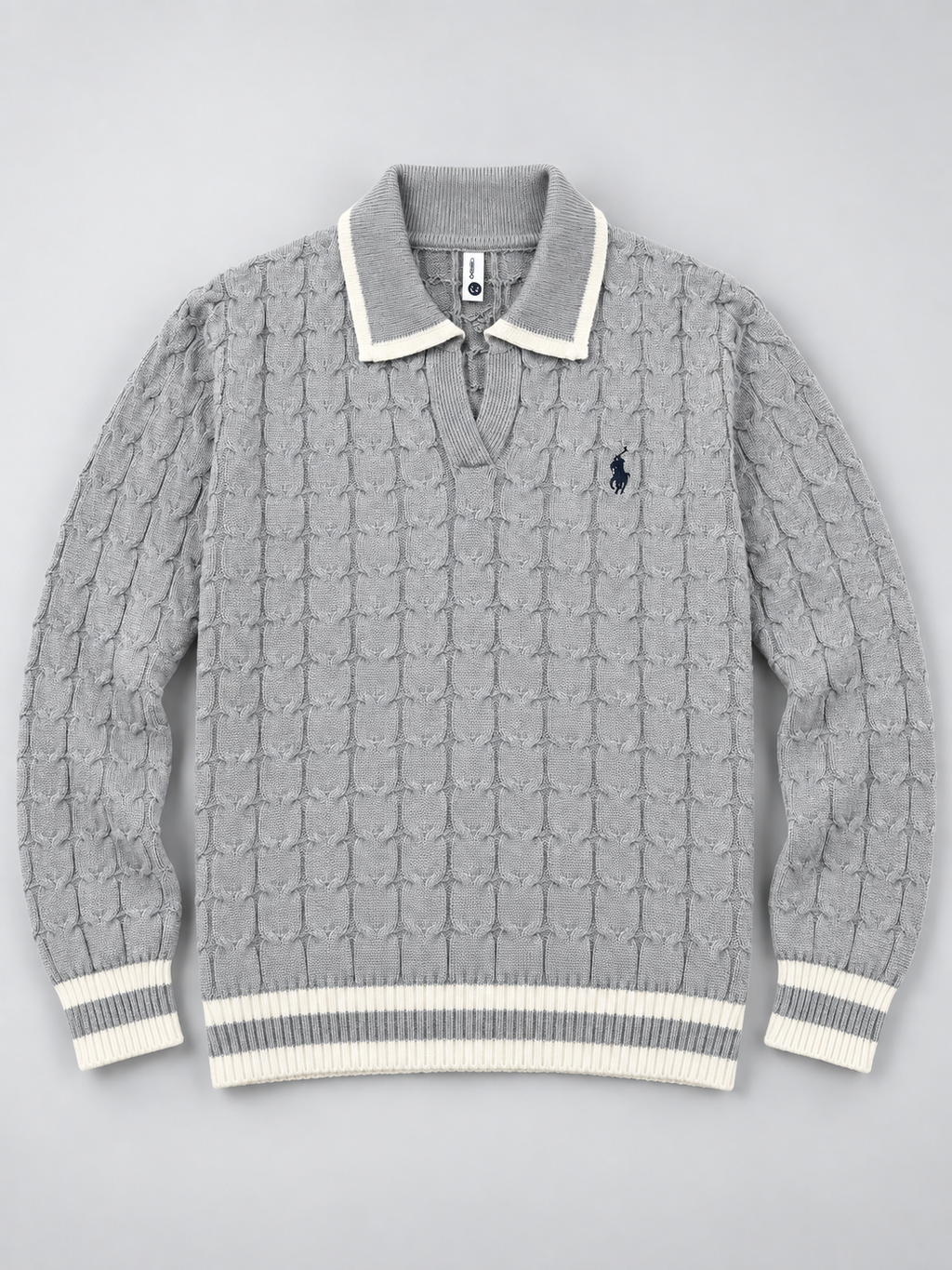 Knitted Jacquard Polo Sweater