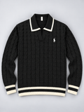 Knitted Jacquard Polo Sweater