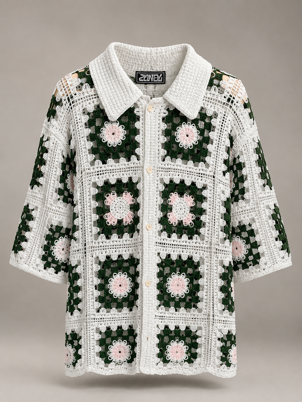 Floral Crochet Button-Up Shirt