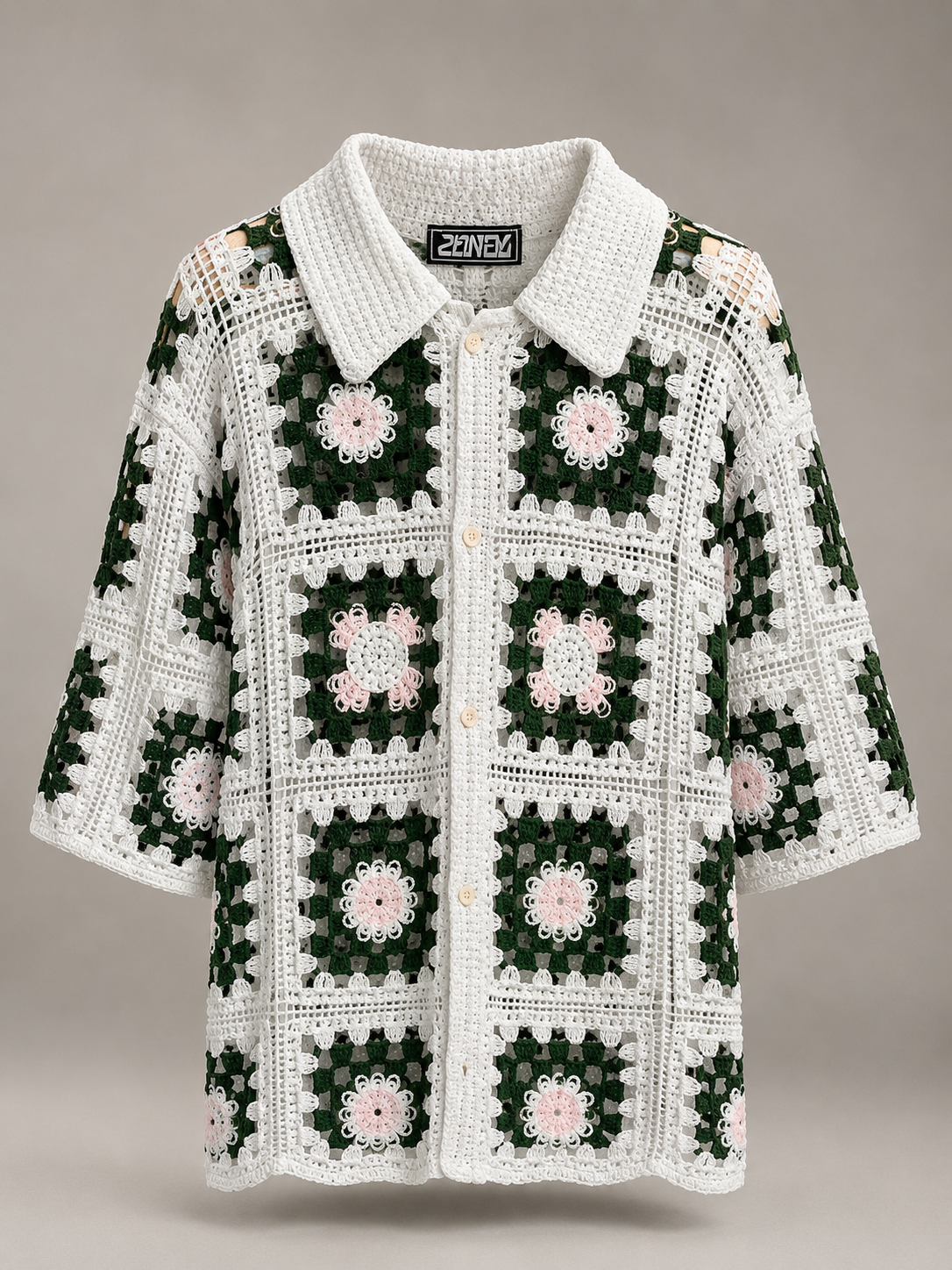 Floral Crochet Button-Up Shirt